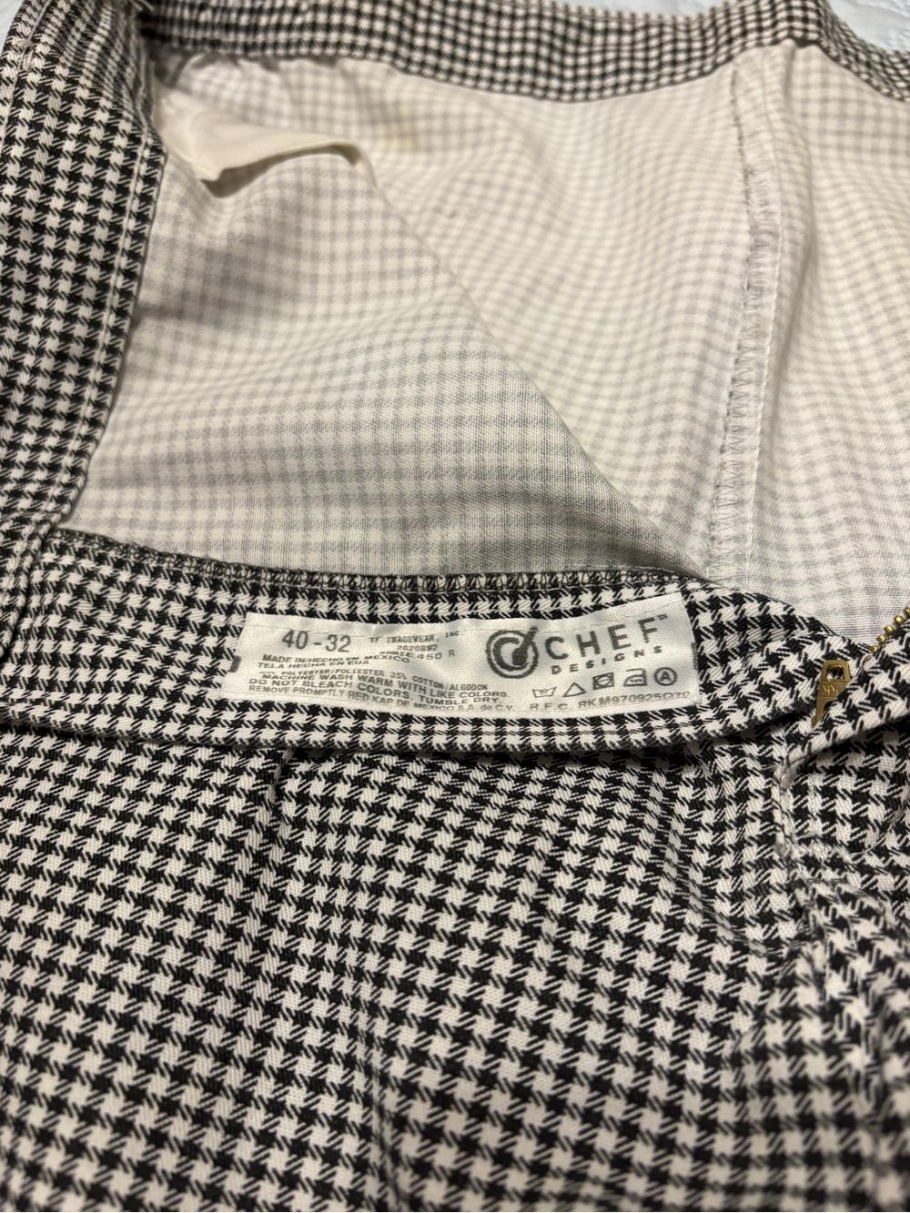 Men’s Black & White Houndstooth Chef’s Work Pants